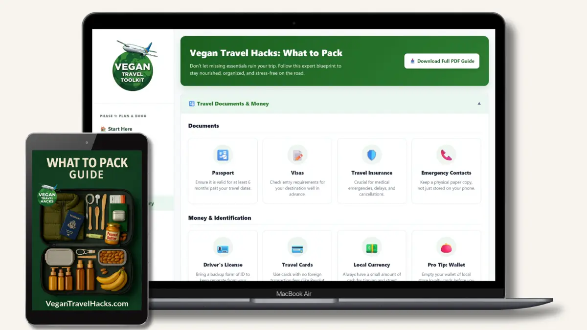 Feature 8 interactive vegan packing list