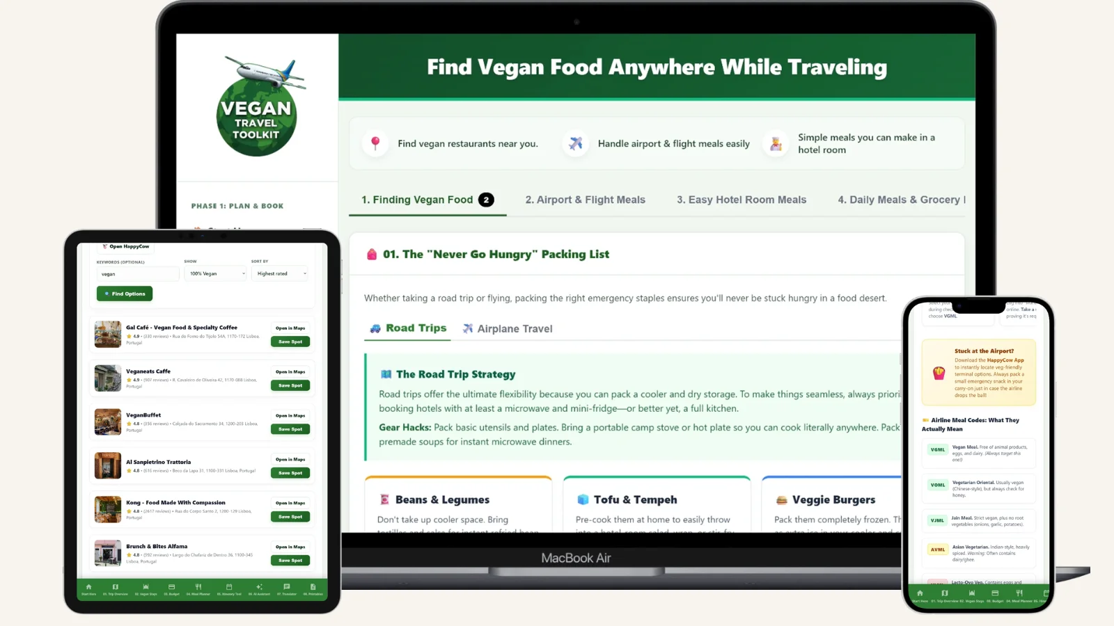 Feature 3 interactive vegan meal and dining dashboard
